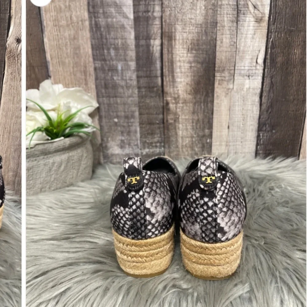 Espadrille Wedges Tory Burch snakeskin designer spring boho preppy classic $258